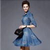 Three Quarter Length Sleeves Casual Denim Dress