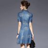 Three Quarter Length Sleeves Casual Denim Dress - Image 3