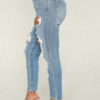 Women Large Cut Outs Distressed Denim Jeans - Image 2