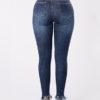 Women Ragged Hem Edge Denim Jeans - Image 2