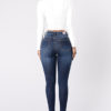 Women Ragged Hem Edge Denim Jeans - Image 5