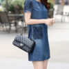Elegant Short Sleeve V-Neck Denim Mini Dress - Image 4