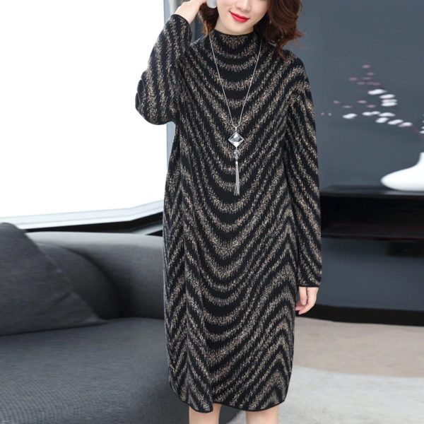 Turtleneck Elegant Party Sweater Dress - Image 2