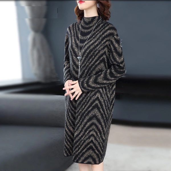 Turtleneck Elegant Party Sweater Dress - Image 5