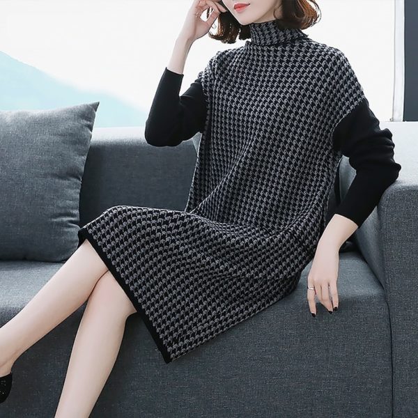 Vintage Plaid Thick Elastic Mini Dress