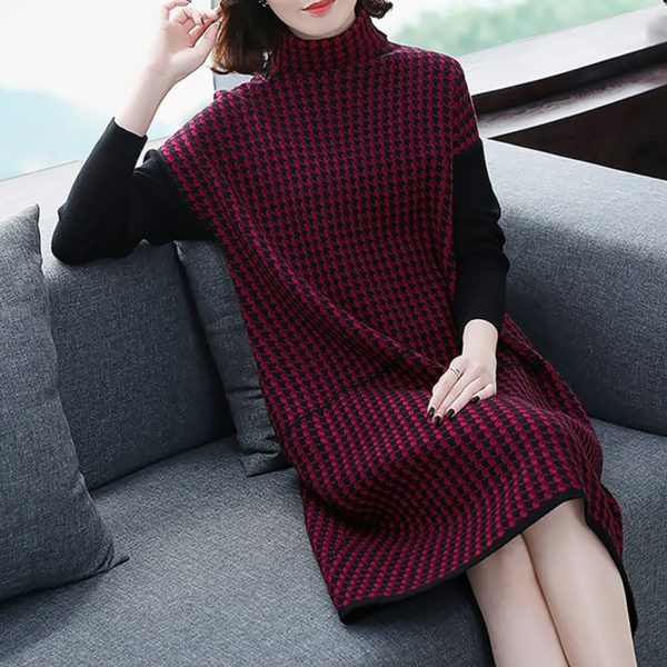 Vintage Plaid Thick Elastic Mini Dress - Image 4