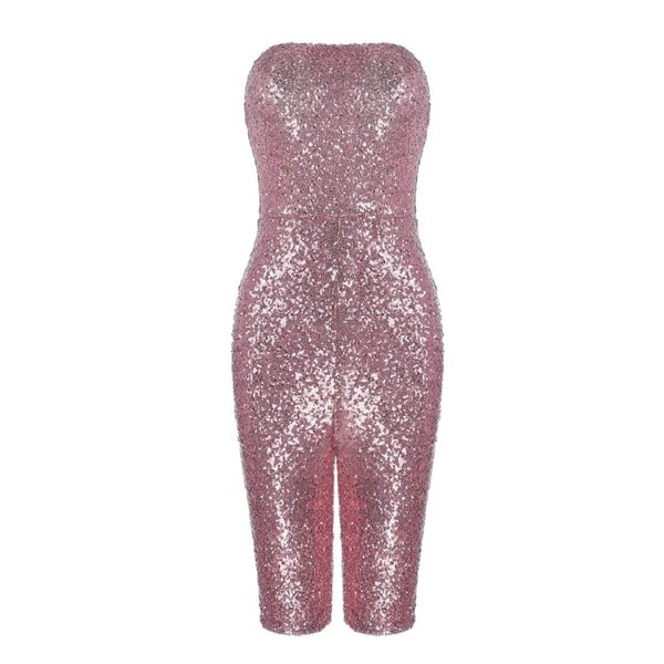 Elegant Sexy Strapless Sequin Runway Short Jumpsuit - Image 3