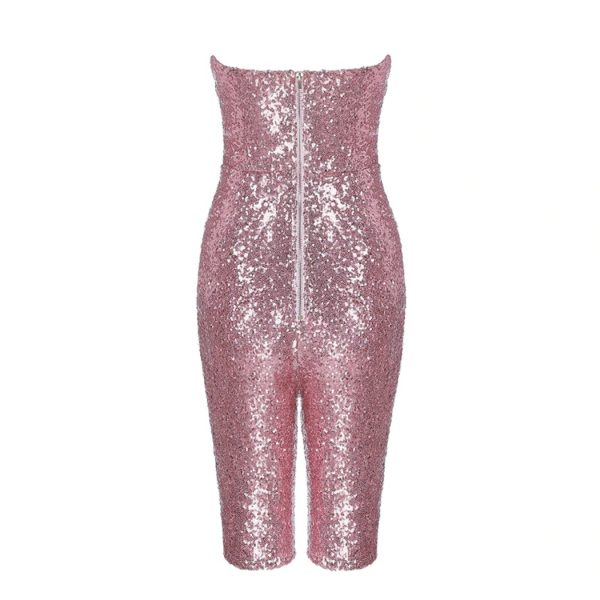 Elegant Sexy Strapless Sequin Runway Short Jumpsuit - Image 4