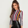 Office Lady Form Fitted Striped Top Slim T Shirt - Image 4