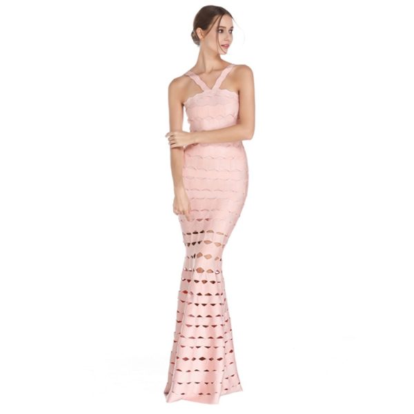Sexy Halter Neck Night Out Celebrity Long Maxi Dress - Image 2