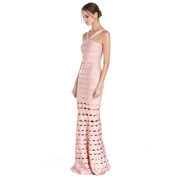 Sexy Halter Neck Night Out Celebrity Long Maxi Dress - Image 3