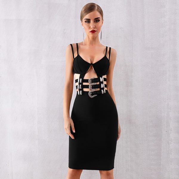 Sexy Hollow Out Spaghetti Strap Celebrity Party Dress