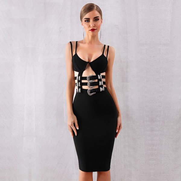 Sexy Hollow Out Spaghetti Strap Celebrity Party Dress - Image 2
