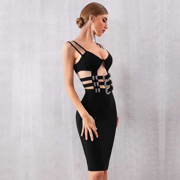 Sexy Hollow Out Spaghetti Strap Celebrity Party Dress - Image 3