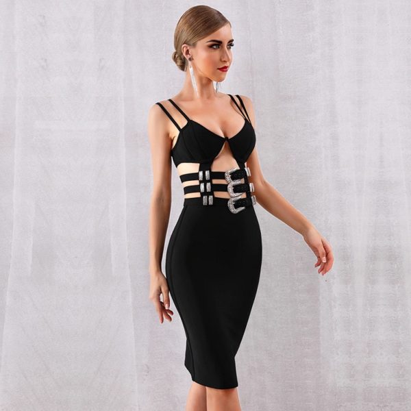 Sexy Hollow Out Spaghetti Strap Celebrity Party Dress - Image 4