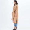 Notched Collar Split Hem Elegant Belted Double Pocket Trench Coat - Image 3