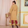 Notched Collar Split Hem Elegant Belted Double Pocket Trench Coat - Image 6