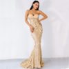 Sexy Elegant Christmas Off Shoulder Glitter Backless Geometry Maxi Dress