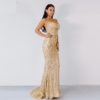 Sexy Elegant Christmas Off Shoulder Glitter Backless Geometry Maxi Dress - Image 3