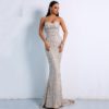 Sexy Elegant Christmas Off Shoulder Glitter Backless Geometry Maxi Dress - Image 7
