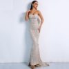 Sexy Elegant Christmas Off Shoulder Glitter Backless Geometry Maxi Dress - Image 8
