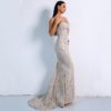 Sexy Elegant Christmas Off Shoulder Glitter Backless Geometry Maxi Dress - Image 9