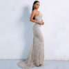 Sexy Elegant Christmas Off Shoulder Glitter Backless Geometry Maxi Dress - Image 12