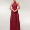 Halter Neck A Line Floor Length Zipper Chiffon Formal Gowns Evening Bridesmaid Dresses