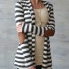 Horizontally-Striped Open Front Cardigan