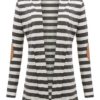 Horizontally-Striped Open Front Cardigan - Image 3