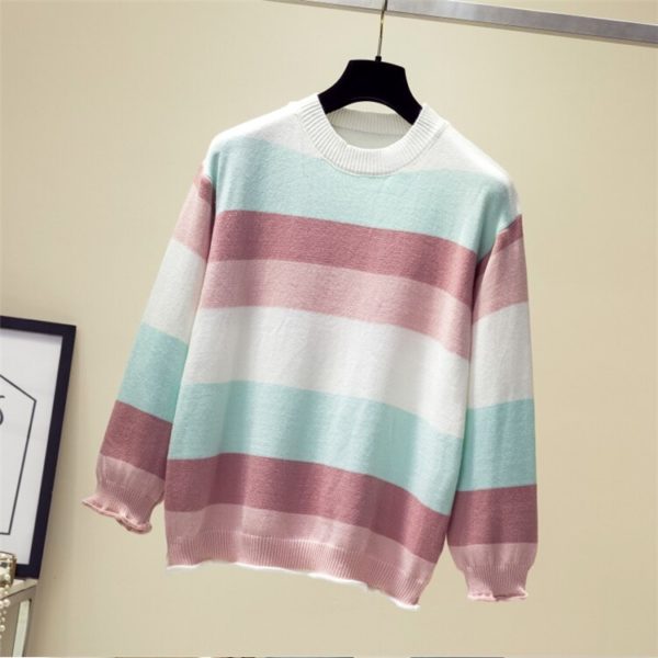 Knitting Loose Striped Warm Sweaters
