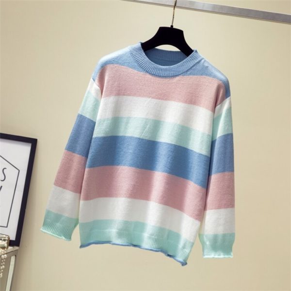 Knitting Loose Striped Warm Sweaters - Image 2