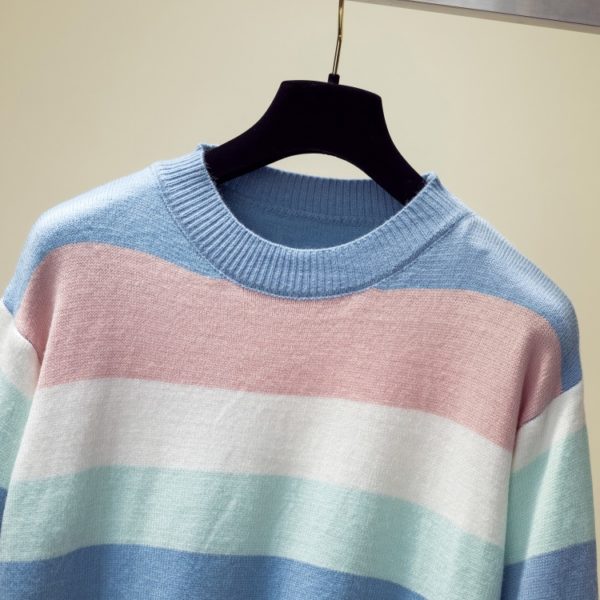 Knitting Loose Striped Warm Sweaters - Image 4