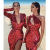 One Shoulder Floor-Length Celebrity Party Dress - Image 3