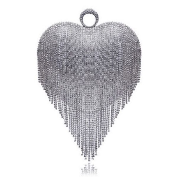 Diamonds Heart Design Clutch One Side Handle Fashion Rhinestones Purse - Image 2