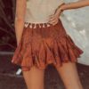 Elastic High Waist Ruffle Short Skirt - Image 3