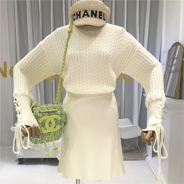 Knitted Sweater Fashionable Skirt Two-piece Suit