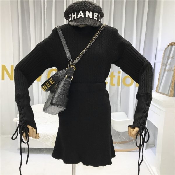 Knitted Sweater Fashionable Skirt Two-piece Suit - Image 2