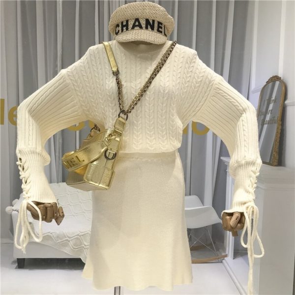 Knitted Sweater Fashionable Skirt Two-piece Suit - Image 3
