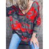 Plus Size V-neck Long Sleeve Printed Streetwear Blouse - Image 5