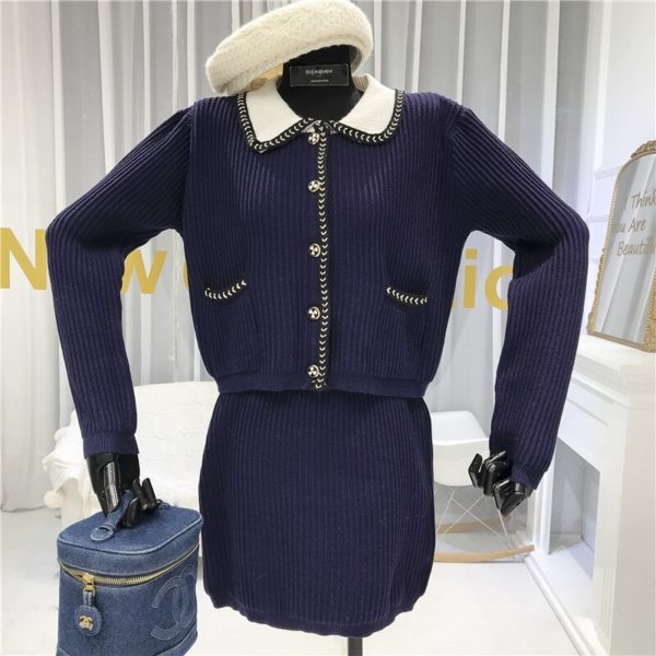 Single Breasted Knit Jumper And Mini Skirt - Image 2