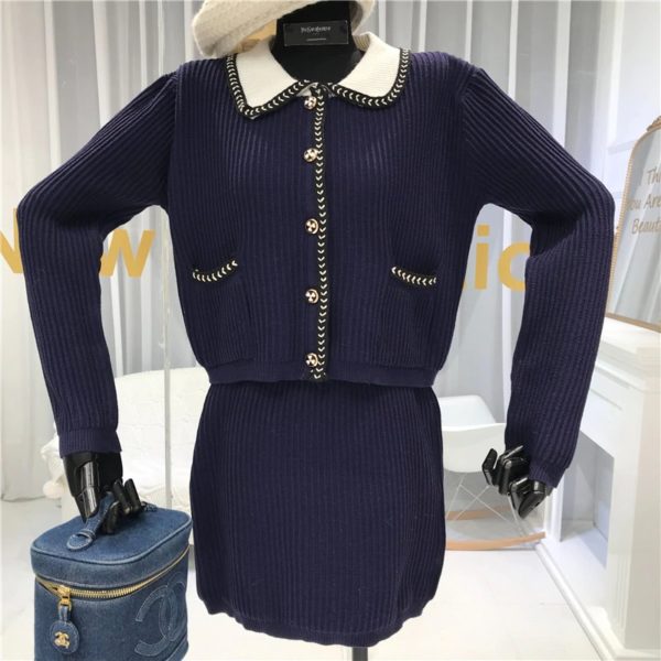 Single Breasted Knit Jumper And Mini Skirt - Image 3