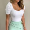 Square Collar Short Sleeve Solid Fashion Street Wear Blouse - Image 2