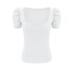 Square Collar Short Sleeve Solid Fashion Street Wear Blouse - Image 8