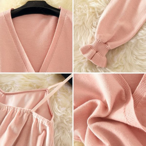 V Collar Jumper Outfit Sling Dress - Image 4