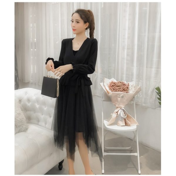 V Collar Jumper Outfit Sling Dress - Image 6