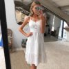 Embroidery Hollow Out Backless Casual Beach Dress