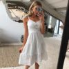 Embroidery Hollow Out Backless Casual Beach Dress - Image 2