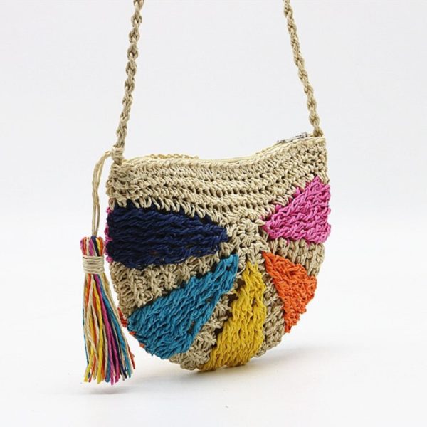 Fashion Crochet Colorful Straw Knit Beach Bags