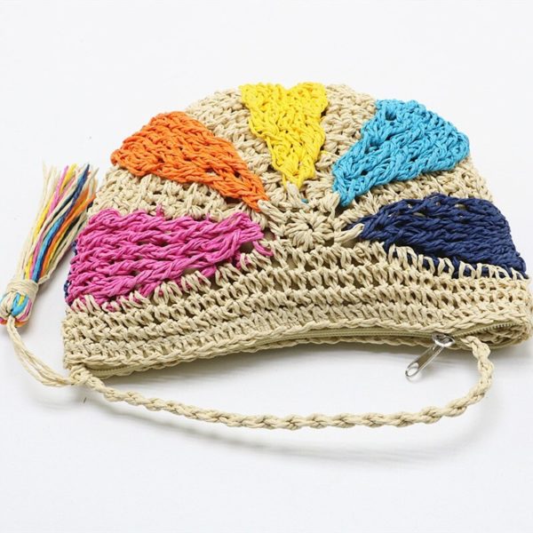 Fashion Crochet Colorful Straw Knit Beach Bags - Image 2